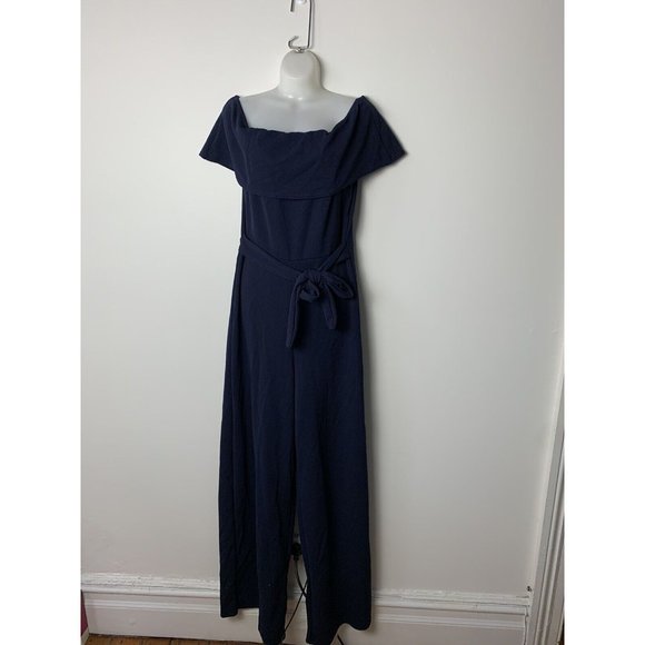 Boohoo Plus Dresses & Skirts - Boohoo Asymmetrical One Sleeve Off Shoulder Dress Size 16 Navy